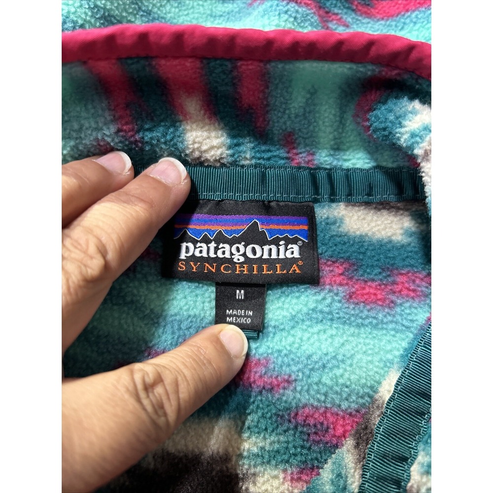 Patagonia Synchilla Fleece Snap T Pullover Women's Sz M  Wild Desert Aztec Green - Picture 7 of 9